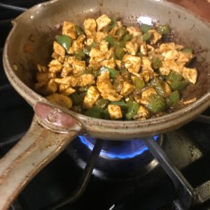 Chicken and Peppers in the Large Flameware Skillet