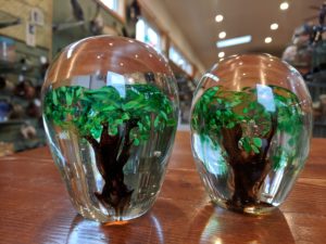 Three Crow Glass Tree Paperweights