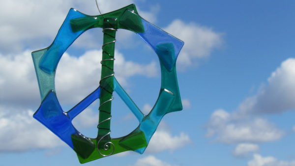 Haywire Glass Blue and Green Peace Sign