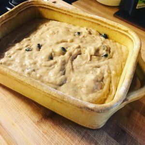 Blueberry Lemon Spice Banana Bread with in process