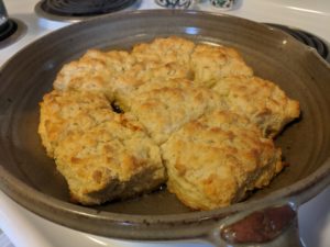 First Batch of Buttermilk Biscuits in a Flameware Skillet