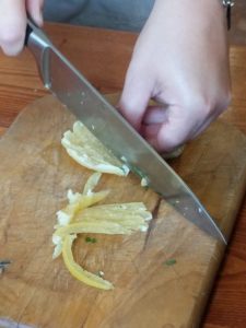 Prepping Preserved Lemon Rind for Chicken Tagine