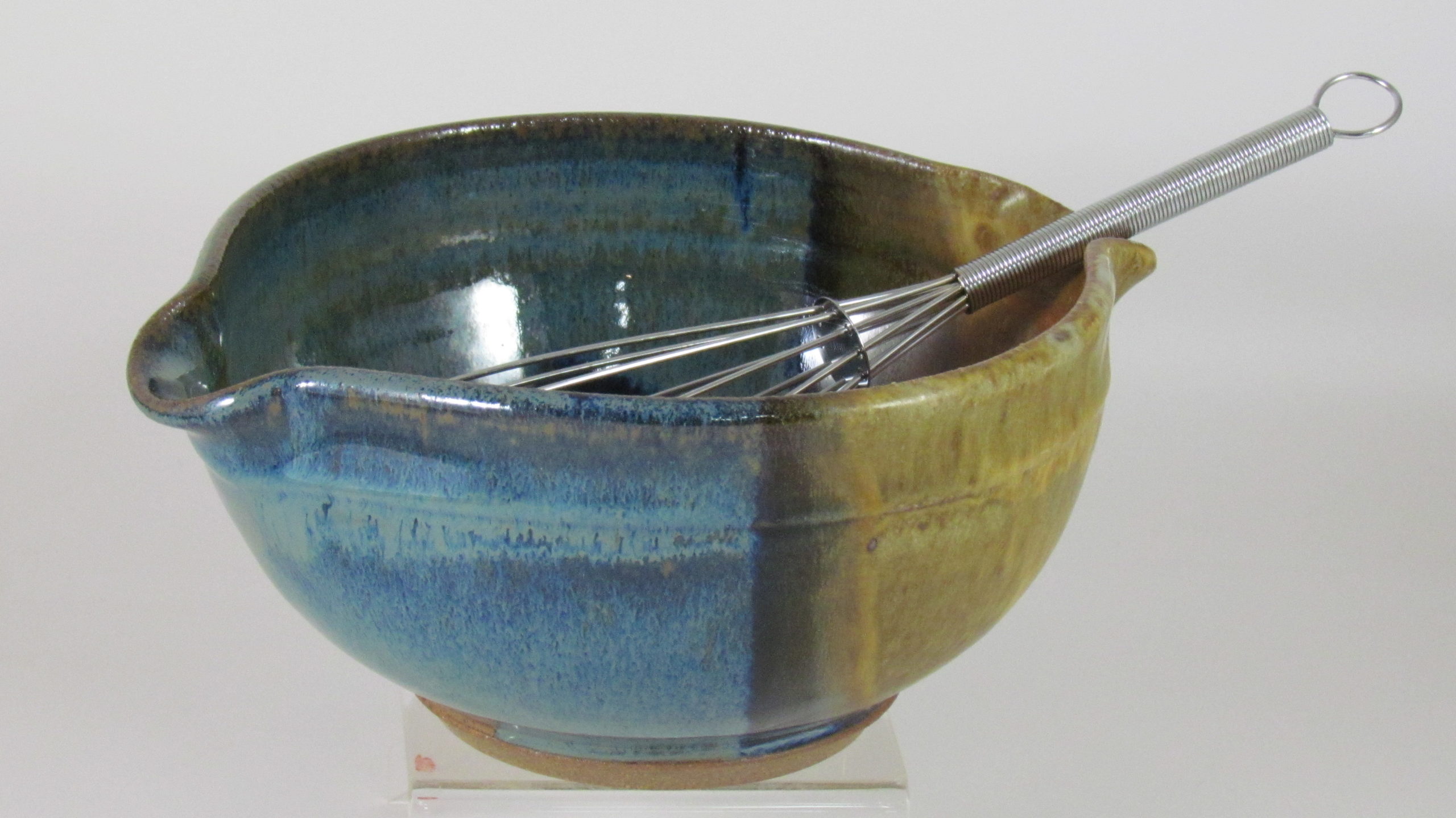 Clay Coyote Pottery Mixing bowl with wire whisk