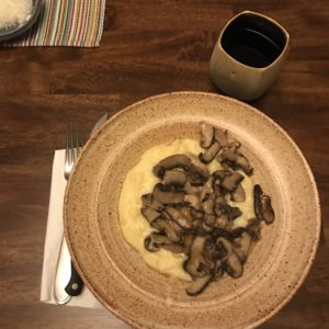 Clay Coyote Mushrooms and Chicken Tagine over Polenta