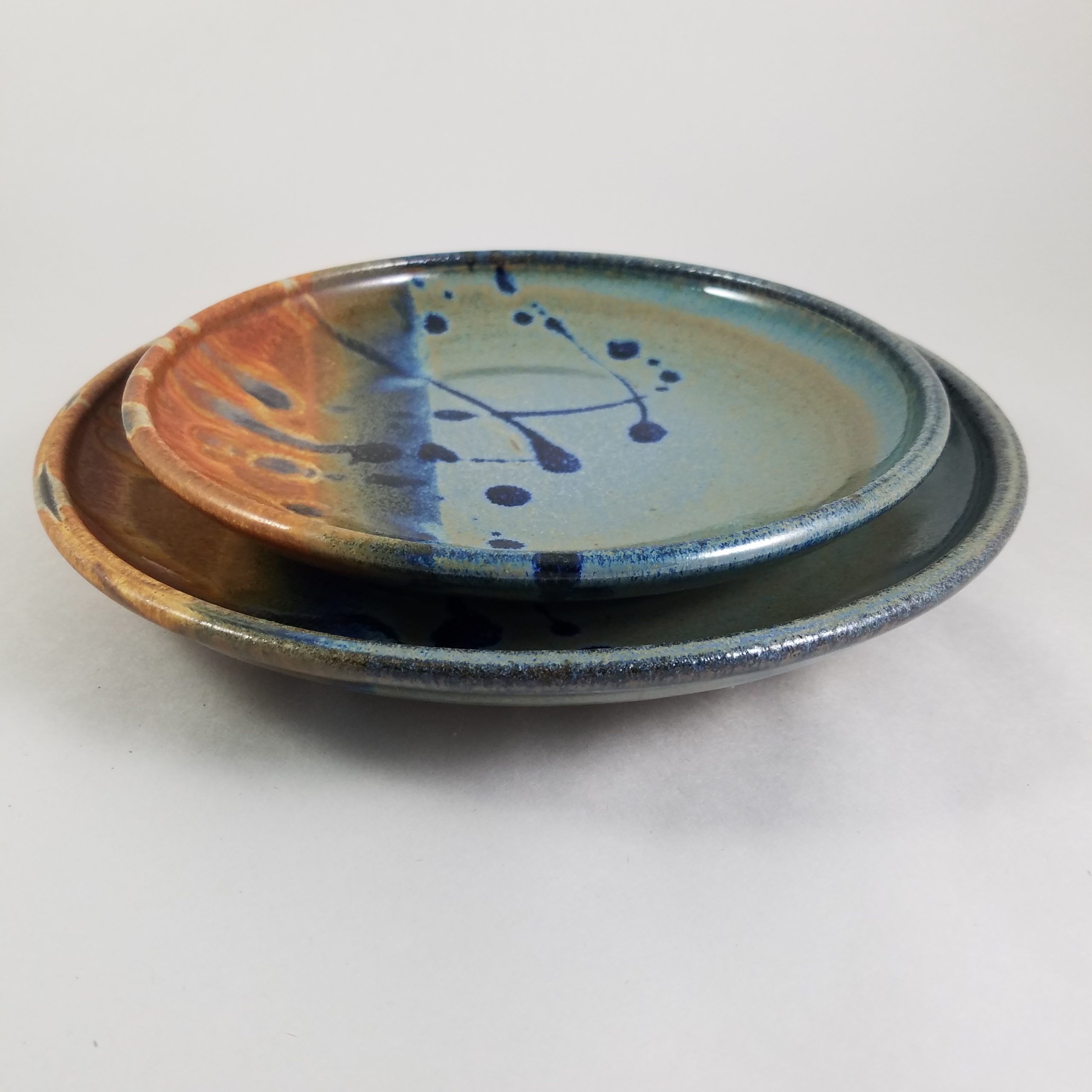 Handmade Ceramic Stone Blue Swirl Plate