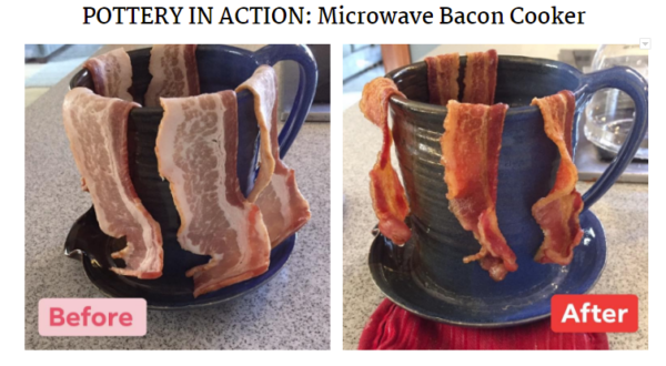 Bacon Cookers available in many glaze combos in the Clay Coyote Gallery