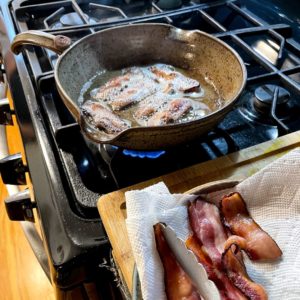 Clay Coyote Flameware Skillet in Action for BLTs