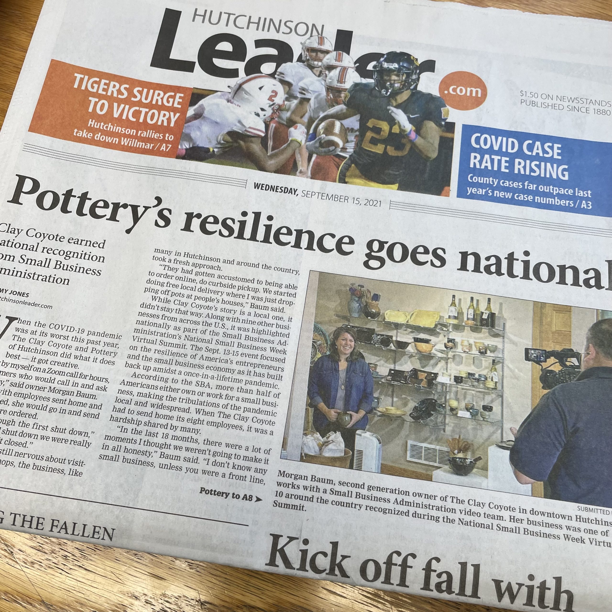 Clay Coyote featured in Hutchinson Leader for Small Business Week 2021 