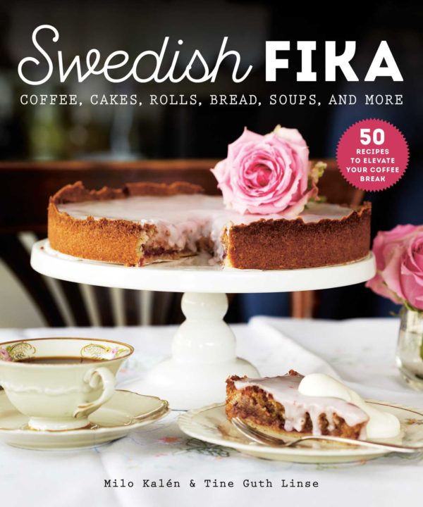 The Cover of Swedish Fika featuring Mazarin Cake and coffee