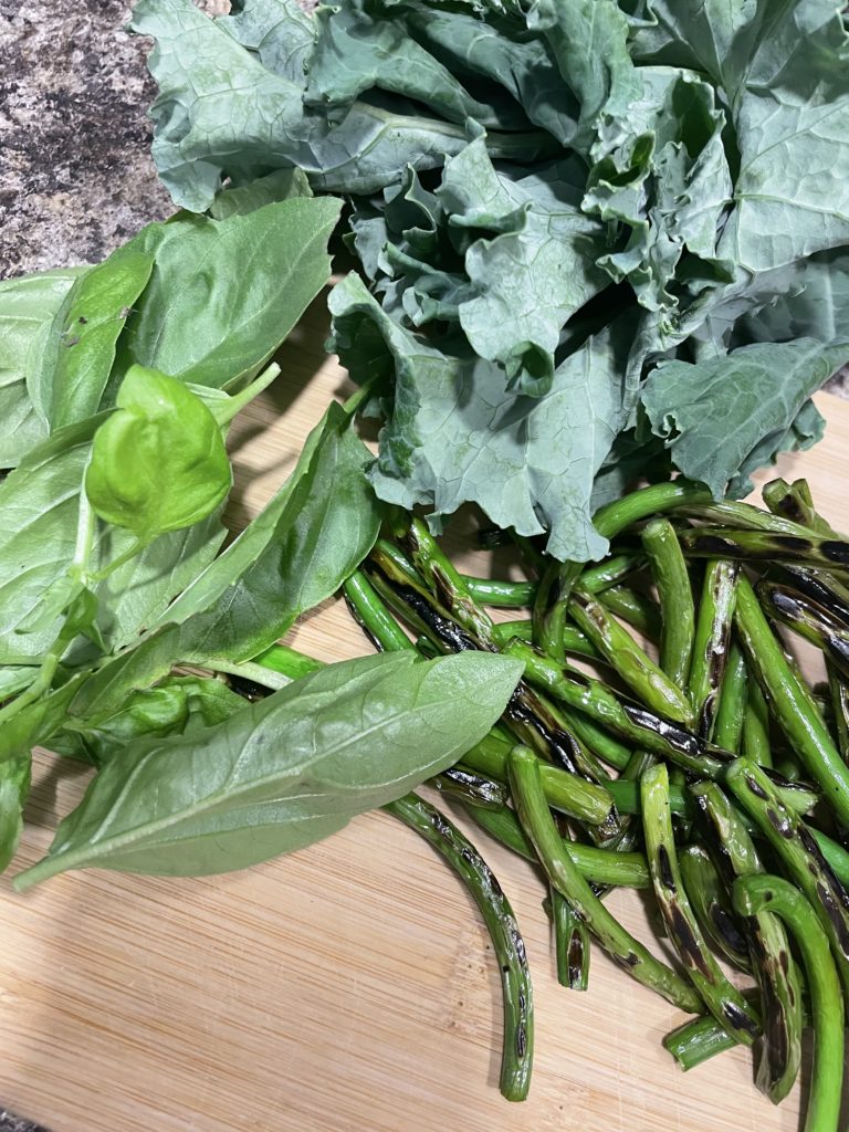 Cooking with the Coyotes Garlic Scape, Basil and Kale Pesto Clay Coyote