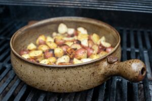 Everything Potatoes in a Clay Coyote Grill Basket