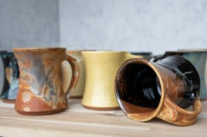 Mugs made at the Clay Coyote in Hutchinson, Minnesota